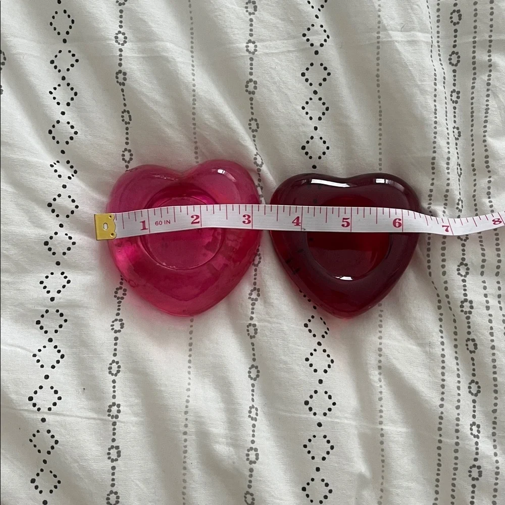 Heart-Shaped Glass tea Candle Holders - Red and Pink
